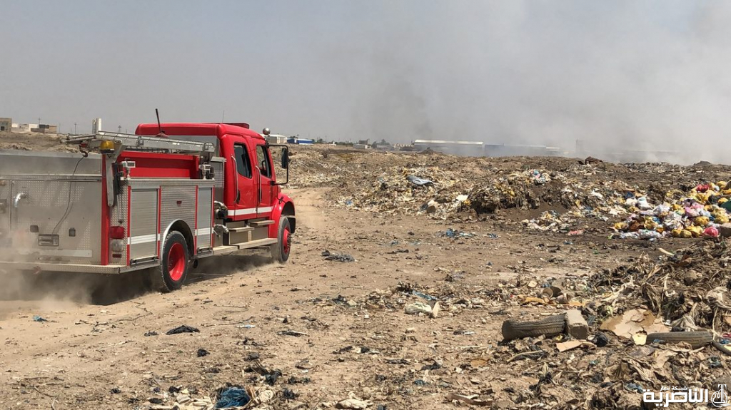 غازات سامة في سماء الناصرية اثر حريق في موقع الطمر الصحي