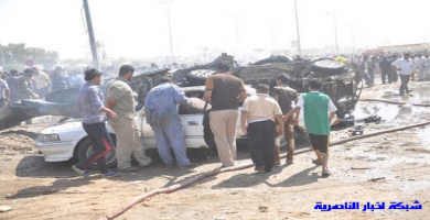 عجلة مفخخة انفجرت في وقت سابق بمدينة الناصرية (من الارشيف).