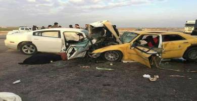 إصابة 4 اشخاص بينهم ضابط كبير بحادث سير شمال الناصرية 