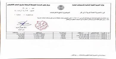 ذي قار: نتائج اعتراضات الامتحان التمهيدي للدراسة المتوسطة والاعدادية