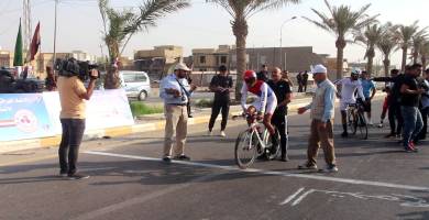 بالصور: إنطلاق سباق بطولة العراق للدراجات الهوائية في الناصرية