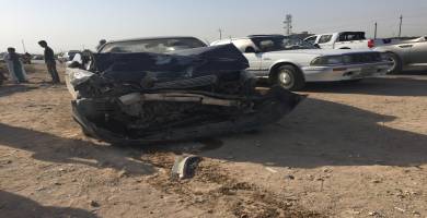 إصابة شخصين واحتراق عجلة بحادث تصادم جنوب الناصرية