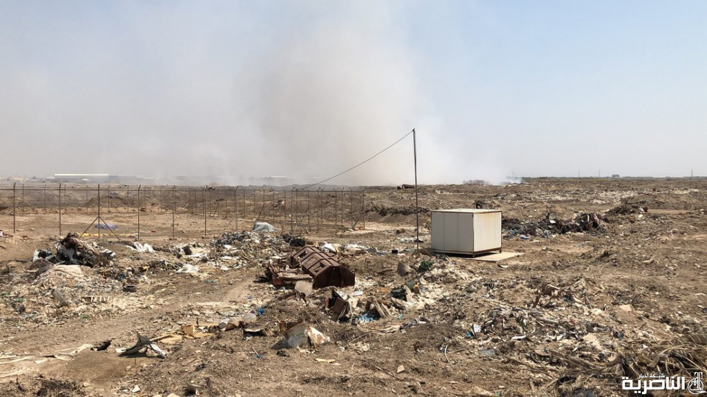 غازات سامة في سماء الناصرية اثر حريق في موقع الطمر الصحي