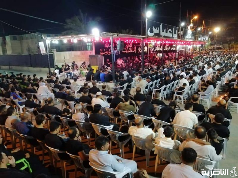 المواكب الحسينية تحيي ذكرى ليلة التاسع من المحرم في سوق الشيوخ