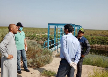 وفد وزارة الموارد المائية في قضاء اليهود في محافظة ذي قار 