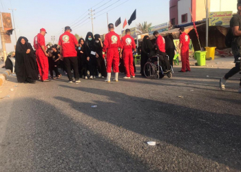  حملات تعفير مواكب الزائرين من قبل الهلال الاحمر في ذي قار 