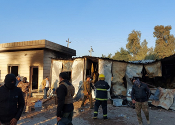 بالصور: الاضرار الناجمة عن حريق مبنى ديوان محافظة ذي قار