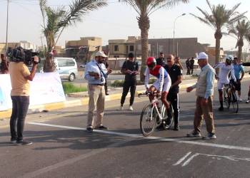 بالصور: إنطلاق سباق بطولة العراق للدراجات الهوائية في الناصرية